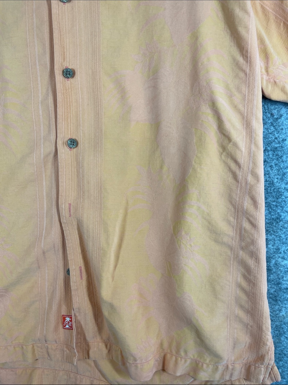 Tommy Bahama Silk Camp Shirt Peach Large Hawaiian Resort Vacation Casual - Picture 7 of 14